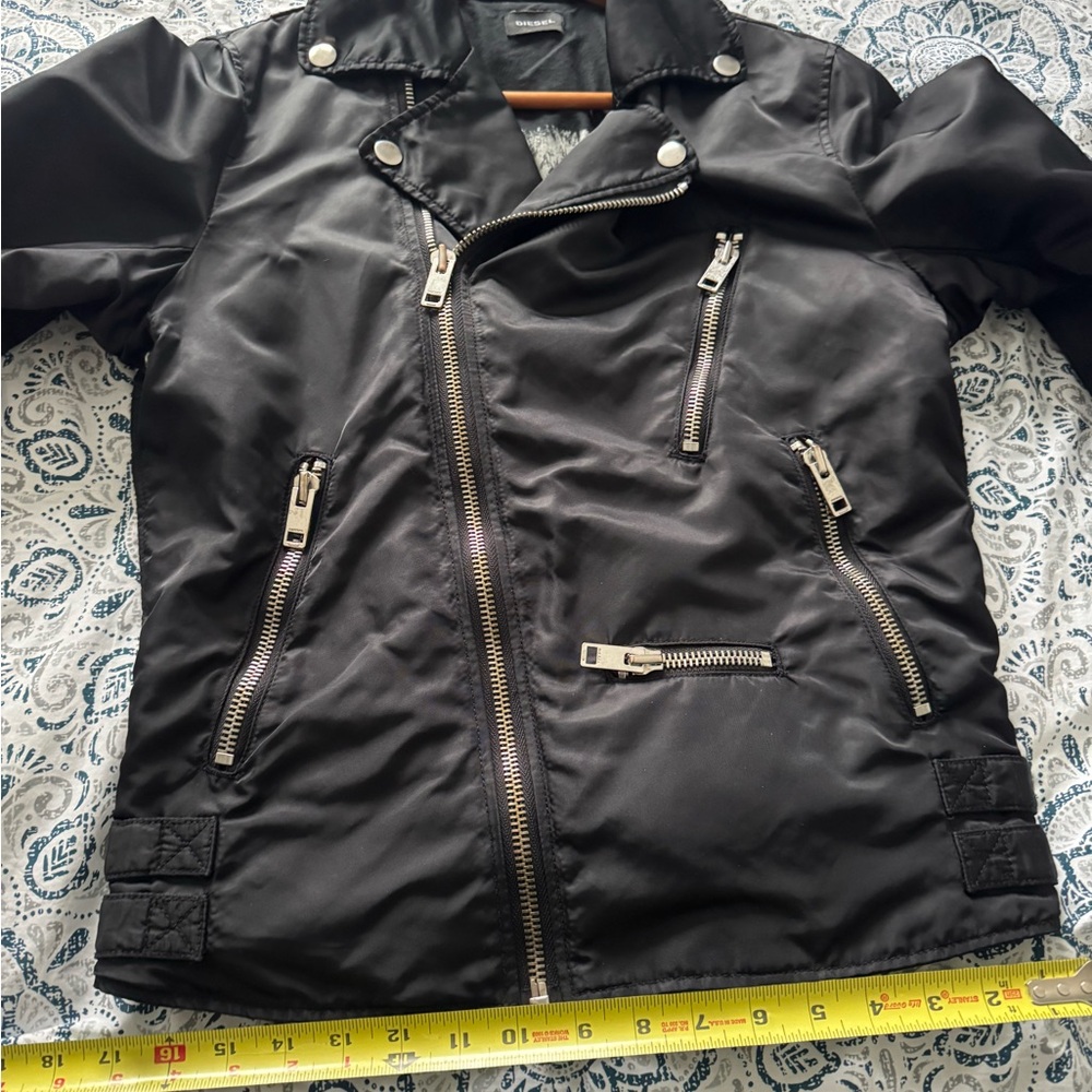 Diesel Biker Style jacket women Size M…nylon And Cotton. Goth. Punk. Wolf Print. - Picture 9 of 12